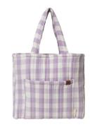 Quilted Tote Bag - Lilac Checks Tote Taske Purple Fabelab