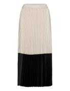 Zilkyiw Colour Block Skirt Knælang Nederdel Cream InWear