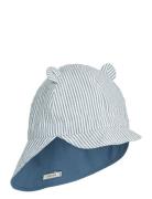 Gorm Reversible Seersucker Sun Hat Solhat Blue Liewood