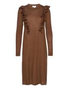 Dress Long Sleeve Knælang Kjole Brown Noa Noa