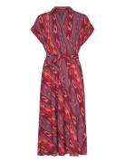 Geo-Striped Belted Crepe Dress Knælang Kjole Red Lauren Ralph Lauren