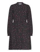 Mschvinaya Ladonna Shirt Dress Aop Knælang Kjole Black MSCH Copenhagen