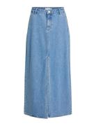 Vikira Long Denim Skirt Lang Nederdel Blue Vila