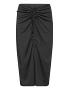 Vmkanva Hw Calf Skirt Jrs Knælang Nederdel Black Vero Moda