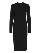 Yaseloni Ls Midi Knit Dress S. Knælang Kjole Black YAS