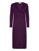 Vinayo Knot L/S Mid Calf Dress Knælang Kjole Purple Vila