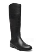 Justine Burnished Leather Riding Boot Lange Støvler Black Lauren Ralph...