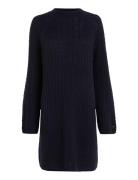 Soft Wool Ao Cable C-Nk Dress Knælang Kjole Blue Tommy Hilfiger