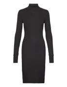 Slim Rib Dress Mock L\S Wmn Knælang Kjole Black G-Star RAW