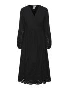 Yasluma Ls Long Wrap Dress S. Noos Knælang Kjole Black YAS