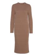 Textured Knit Dress Knælang Kjole Brown GANT