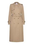 Double-Breasted Cotton Trench Coat Trenchcoat Frakke Beige Mango