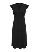 Onlmay Life S/L Wrap Midi Dress Jrs Noos Knælang Kjole Black ONLY