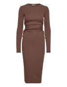 Enally Ls Hole Dress 5314 Knælang Kjole Brown Envii