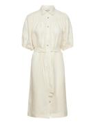 Linen Dress Knælang Kjole Cream Rosemunde