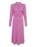 Brinagz Midi V-Neck Dress Knælang Kjole Pink Gestuz