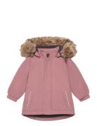 Parka W. Fake Fur Outerwear Shell Clothing Shell Jacket Pink Color Kid...