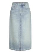 Dnm Midi Straight Skirt Hw Ash Knælang Nederdel Blue Tommy Hilfiger