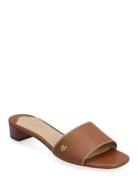 Fay Tumbled Leather Sandal Sandal Med Hæl Brown Lauren Ralph Lauren