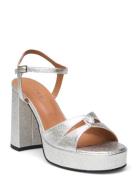 611-Justine Synthe Metallise Sandal Med Hæl Silver Jonak Paris