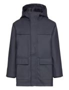 Hooded Parka With Pocket Parka Jakke Blue Mango