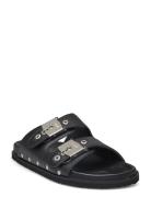 Sl Pescura Elisabeth Leather Flade Sandaler Black Scholl