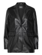 Emma Leather Blazer Læderjakke Skindjakke Black Jofama