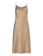 Fiona Silk Satin Dress Knælang Kjole Gold Balmuir