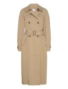 Double-Breasted Cotton Trench Coat Trenchcoat Frakke Beige Mango