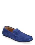 Slhsergio Suede Penny Driving Shoe B Loafers Flade Sko Blue Selected H...