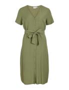 Viprisilla S/S V-Neck Midi Dress Knælang Kjole Green Vila