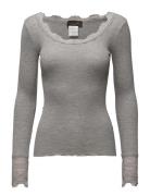 Rwbenita Ls O-Neck Lace T-Shirt Tops T-shirts & Tops Long-sleeved Grey...