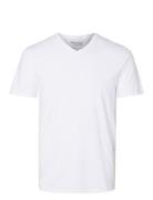 Slhnewpima Ss V-Neck Tee Noos Tops T-Kortærmet Skjorte White Selected ...