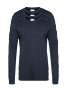 3Pk Basic Tee L/S Tops T-Langærmet Skjorte Blue Lindbergh