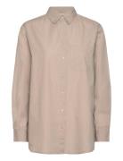 Gaia Shirt Poplin Tops Shirts Long-sleeved Beige Moshi Moshi Mind