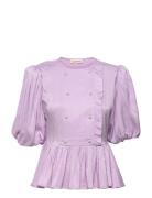 Diya Tops Blouses Short-sleeved Purple Custommade