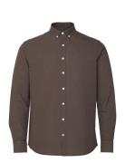 Johan Oxford Washed Shirt Tops Shirts Casual Brown Kronstadt