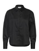 Lr-Isla Solid Tops Shirts Long-sleeved Black Levete Room