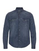 Men`s Shirt Ls Tops Shirts Casual Blue Garcia