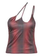 Juna Asta Grid Top Tops T-shirts & Tops Sleeveless Red Hosbjerg