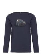 T-Shirt Ls 2-In-1 Tops T-shirts Long-sleeved T-Skjorte Navy Minymo