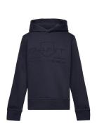 Tonal Shield Hoodie Tops Sweatshirts & Hoodies Hoodies Navy GANT