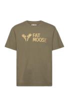 Fm Logo Organic Tee Tops T-Kortærmet Skjorte Khaki Green Fat Moose