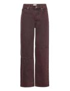 Overdyed Bleach Denim Bottoms Jeans Wide Brown Ganni