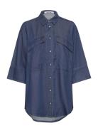 Srazalea Shirt Tops Shirts Long-sleeved Blue Soft Rebels