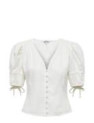 Onlcaro S/S But Linen Bl Top Cc Pnt Tops Blouses Short-sleeved White O...