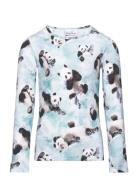 Print Shirt Tops T-shirts Long-sleeved T-Skjorte Blue Gugguu