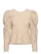 Kelis Lace Blouse Tops Blouses Long-sleeved Beige MAUD