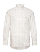 Reg Micro Print Shirt Tops Shirts Short-sleeved Cream GANT