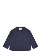 Classic Crisp Poplin Shirt Tops T-shirts Long-sleeved T-Skjorte Navy C...